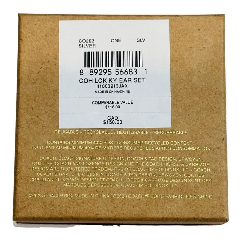 Coach Silver Earring Set NWT in box - Picture 5 of 7